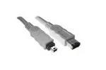 FireWire-kabel 6-polet til 4-polet stik, 1,00 m tilslutningskabel IEEE 1394, grå